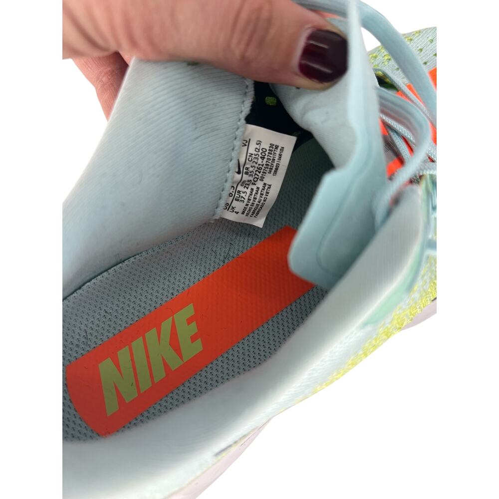 Nike Women's ZoomX Running Shoe - Light Blue, Lime, Orange, Black, White - Picture 11 of 13